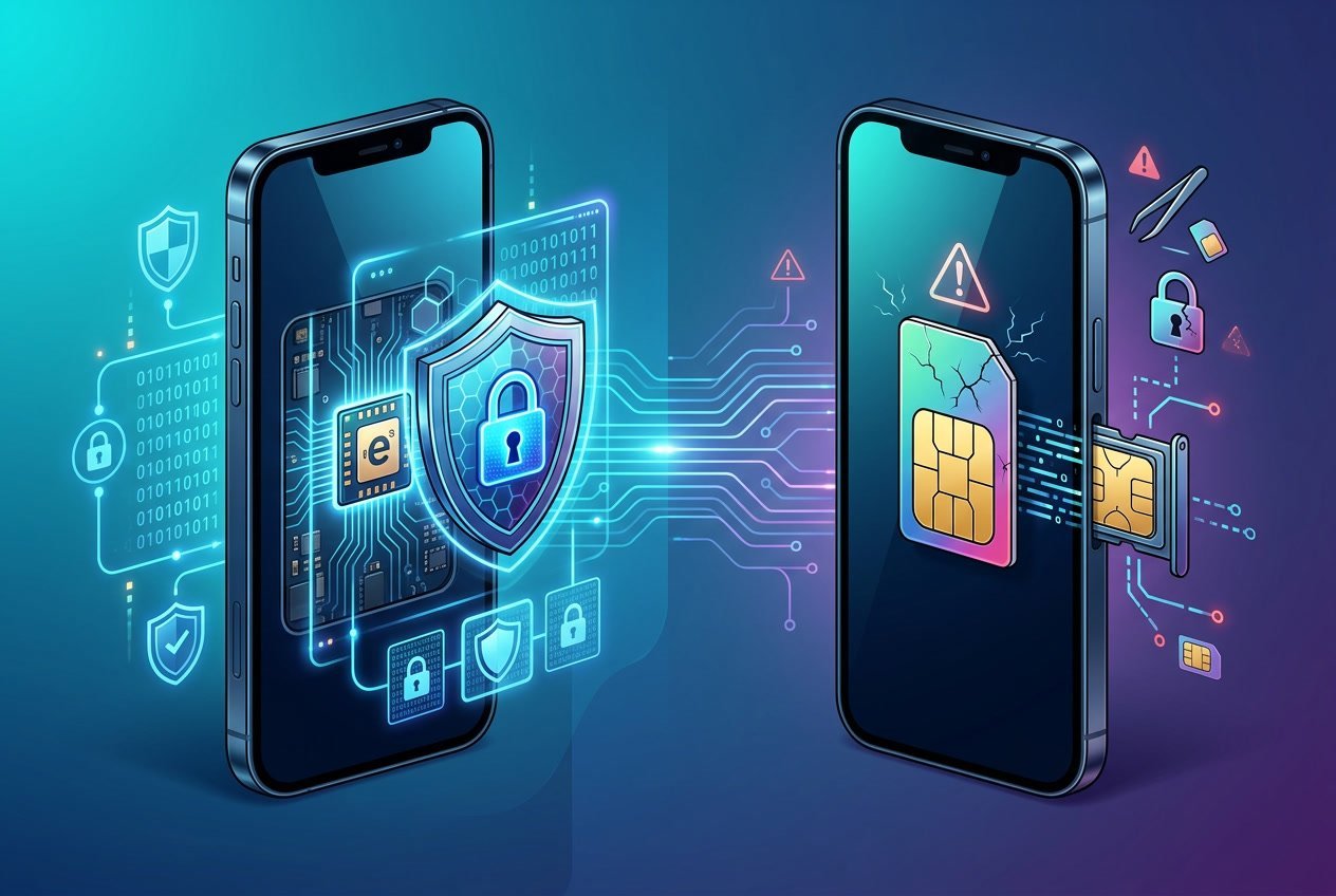 eSIM vs fysieke simkaart beveiliging